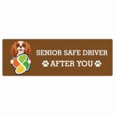 カーサイン 高齢者マーク SENIOR SAFE DRIVER キャバリアキングチャールズスパニエル ステッカー シール 長方形 15x5cm 肉球 日本製 車