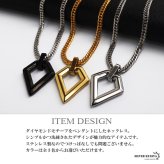ステンレス ダイヤ 多角形 ペンダントネックレス シンプルネックレス 小ぶり ダブル喜平チェーン 細身 ゴールド 18KGP シルバー ブラック 図形 小さい メタル 幾何学 メンズ 男性 金属アレルギー対応