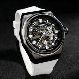 【正規品】MINBER ミンバー メンズ腕時計 自動巻き 3気圧防水 JC5002G-01 ホワイト ラバーベルト