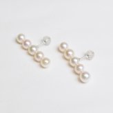 ［pearl24］ 5.5mm - 6mm ホワイトピンク ベビーパール 5連 ライン ピアス あこや真珠 本真珠 熊本 天草 真珠