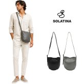 SOLATINA シンプルショルダー小 大容量 ショルダーバッグ 斜め掛け 普段使い 使いやすい シンプル 牛革 メンズ ギフト プレゼント ブラック sbi-00021