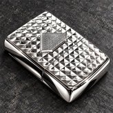 ZIPPO ライター アーマー ミラクルダイアモンド ホワイトニッケル 両面加工 ジッポ Miracle Diamond ダイヤカット 彫刻 シルバー メンズ かっこいい メタル貼り おしゃれ ギフト 重厚 プレゼント
