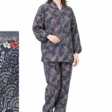 作務衣 楽粋 総柄 日本製 女性 婦人 さむえ 綿100％ 6220 OK-20 レディース 部屋着 作業着 ルームウエア 制服 ユニフォーム 和食店 仕事着 母の日 ギフト 敬老の日 クリスマスギフト プレゼント 和柄 和装