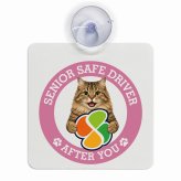 カーサイン 高齢者マーク SENIOR SAFE DRIVER サイベリアン 車内用 吸盤タイプ 収れん火災防止タイプ 肉球 日本製 車 ステッカー
