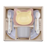 catte Giftbox 6点セット[出産祝い ベビー食器セット 離乳食 食器 おしゃれ お食い初め ギフト カトラリーセット 男の子 女の子 赤ちゃん 幼児 プレゼント 子供用 人気 かわいい 割れない 抗菌 BPAフリー 日本製 キッズ]