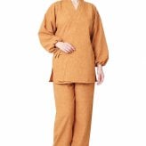 作務衣 日本製 女性 麻ライク ポリエステル100％ 1112 S/M/L 夏 母の日 ギフト プレゼント