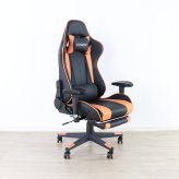 ゲーミングチェア 高さ調節 フットレスト付き グレー・ホワイト・オレンジ W70xD65xH123-133cm座面高44-54cm デスクチェア オフィスチェア パソコンチェア フットレスト グレイ ホワイト オレンジ おしゃれ 新生活