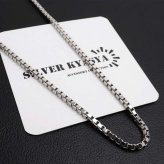 シルバー925 ベネチアンチェーン ボックスチェーン シルバーチェーンネックレス 重厚感 幅2.5mm ロジウムGP 男女兼用 金属アレルギー対応