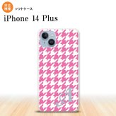 iPhone14 plsu iPhone14 plsu スマホケース 背面ケースソフトケース 千鳥 格子 大 ピンク 白 +アルファベット 2022年 10月発売 nk-i14pl-tp917i