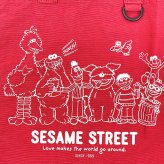 セサミストリート ミニフラットトートバッグ レッド ランチ