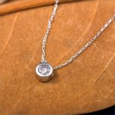 ネックレス レディース ダイヤモンド 0.15ct K18WG 18金 ホワイトゴールド フクリン留め 一粒ダイヤ ペンダント シンプル 華奢 普段使い プレゼント ギフト 記念日 誕生日