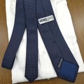 ミチコロンドン ネクタイ  MICHICO LONDON ML34 ネイビー/ホワイト ブランド ネクタイ 幅7.5cm シルク  日本製 イタリア製生地 ネクタイブランド・ブランドギフト バースデー/誕生日 クリスマス/バレンタイン/成人祝い 父の日/入社祝い/就職祝い