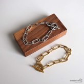 ステンレス マンテルブレスレット 2カラー チェーンブレスレット Hクリップ レディース ペーパークリップチェーン 変形マンテル オーバルリンク シルバー ゴールド 個性的 大ぶり モード きれいめ おしゃれ 腕輪 女性用