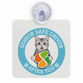カーサイン 高齢者マーク SENIOR SAFE DRIVER サバトラ 車内用 吸盤タイプ 収れん火災防止タイプ 肉球 日本製 車 ステッカー