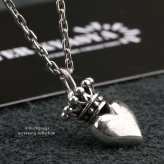 シルバー925 クラウン ハートネックレス 王冠 ペンダント 銀 クラウンネックレス 冠 アズキチェーン45cm プレゼント silver kyasya 父の日