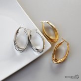 ステンレス 超大ぶりピアス 3連ピアス ツイストピアス フープピアス ゴールド シルバー プチプラ 大きめ 存在感 メタル ワイド 両耳2点 レディース 女性 金属アレルギー対応 イヤリング