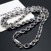 シルバー925 梵字 六字真言 ペーパーチェーン 幅5mm シルバー ネックレスチェーン 重厚 二重ロック シルバーネックレス メンズ 男性 金属アレルギー対応