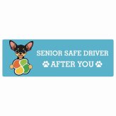 カーサイン 高齢者マーク SENIOR SAFE DRIVER スムースコートチワワ ステッカー シール 長方形 15x5cm 肉球 日本製 車