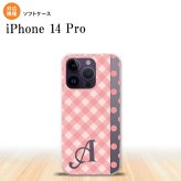 iPhone14 Pro iPhone14 Pro スマホケース 背面ケースソフトケース チェック ドット ピンク +アルファベット 2022年 9月発売 nk-i14p-tp1521i