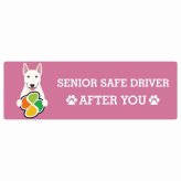 カーサイン 高齢者マーク SENIOR SAFE DRIVER ブルテリア ステッカー シール 長方形 15x5cm 肉球 日本製 車