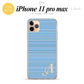 iPhone11ProMax iPhone11pro max スマホケース ソフトケース ボーダー 細 青 +アルファベット メンズ レディース nk-i11pm-tp1288i