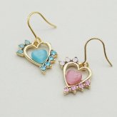 ピアス ハート＆キャッツアイ＆ラインストーン（全2色） 全品1個ずつバラ売り プレゼント