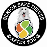 カーサイン 高齢者マーク SENIOR SAFE DRIVER ボルゾイ マグネット 強力 直径13cm 肉球 日本製 車 ステッカー