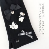 手袋 レディース かわいい おしゃれ カシミヤ 暖かい 冬 防寒 あったか スマホ対応 クマ くま リボン レース グローブ プレゼント【LALUICE ラルイス】