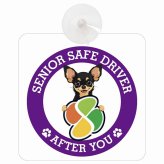 カーサイン 高齢者マーク SENIOR SAFE DRIVER チワピン 車内用 吸盤タイプ 収れん火災防止タイプ 肉球 日本製 車 ステッカー