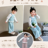 キッズ セットアップ 3点セット 女の子 子供服 長袖Tシャツ キャミソールトップス ワイドパンツ フリル ハート 春 秋 冬 おしゃれ 可愛い 姉妹コーデ お揃い 90 100 110 120 130 140cm