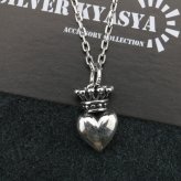 シルバー925 クラウン ハートネックレス 王冠 ペンダント 銀 クラウンネックレス 冠 アズキチェーン45cm プレゼント silver kyasya 父の日