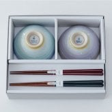 【公式】そらのいろ 夫婦茶碗 ギフトセット ギフトラッピング込み 母の日 ギフト 日本製 波佐見焼 食器セット 夫婦茶碗 夫婦箸 すべり止め加工 天然木 食洗機対応 電子レンジ対応 CDF etendue CDFエタンデュ ビスク