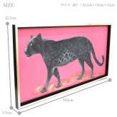 送料無料 ユーパワー レッドブラック OP-22038 オイルペイントアート パンサー レパード ヒョウ 壁掛け アート アートパネル 絵画 インテリア アウトレット