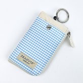 スヌーピー キーパスポーチ ブルー サガラワッペンチェック SNOOPY