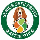 カーサイン 高齢者マーク SENIOR SAFE DRIVER バセットハウンド ステッカー シール 直径13cm 肉球 日本製 車