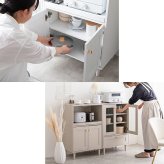 食器棚 ゴミ箱収納付き ミニレンジ台 幅60ｃｍ レンジ台 ミニキッチン収納 おしゃれ スライドトレー付き レンジラック レンジボード レンジ棚 大容量 コンパクト 省スペース 北欧 モダン 木製 白 ホワイト グリーン かわいい ワンルーム 社員寮