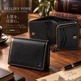ベリーズヨーク　BELLIES YORK　コンパクト財布　二つ折り財布　BYTM1916BK　ブラック　黒色　ベジタブルタンニン　イタリアンレザー　牛革　”エイジングを楽しむ革小物”