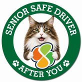 カーサイン 高齢者マーク SENIOR SAFE DRIVER ノルウェージャンフォレストキャット マグネット 強力 直径13cm 肉球 日本製 車 ステッカー