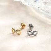 ピアス レディース サージカルステンレス 316L 片耳用 リボンモチーフ インフィニティ シルバーカラー ゴールドカラー シアーズ
