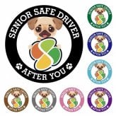 カーサイン 高齢者マーク SENIOR SAFE DRIVER チワパグ ステッカー シール 直径13cm 肉球 日本製 車