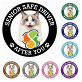 カーサイン 高齢者マーク SENIOR SAFE DRIVER ラグドール ステッカー シール 直径13cm 肉球 日本製 車