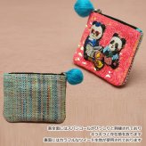 タマオワールド スパンコール刺繍ポーチ Panda parent and child POC3668 ネコポス 送料無料 ポーチ 小物入れ 猫 ネコ ねこ レディース 刺繍 ファスナー スパンコール キーケース ハナカラクサ