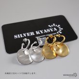 シルバー925 タタキ フープピアス プレート チャーム 大ぶりピアス ドロップピアス スタッドピアス ゴールド 18KGP シルバー 大きめ ゆがみ 揺れる メタル 両耳2点 レディース 女性 金属アレルギー対応 イヤリング
