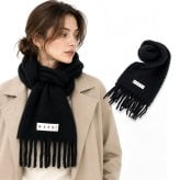 マルニ MARNI マフラー レディース メンズ SCMC0143Y0 UTW918 00N99 NERO ブラック アルパカ ストール フリンジ ロゴ ロゴラベル 無地 ユニセックス 男女兼用 防寒 秋冬