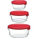 ＨＡＲＩО ハリオ 耐熱ガラス製保存容器 丸３個セット [26-0300-020] ＭＳＴー３０１８ Ｒ プレミアムギフト 贈り物 お祝い 本体＝耐熱ガラス、蓋＝ポリプロピレン 日本製 内祝い 出産内祝い 結婚内祝い 快気祝い 新築祝い お返し 贈り物 プレゼント