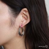 ステンレス 大ぶりピアス 3連ピアス ツイストピアス フープピアス ゴールド シルバー プチプラ 大きめ 存在感 メタル ワイド 両耳2点 レディース 女性 金属アレルギー対応 イヤリング