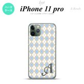 iPhone11Pro iPhone11 Pro スマホケース ハードケース アーガイル 青 グレー +アルファベット メンズ レディース nk-i11p-1413i