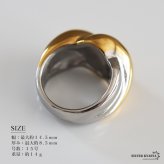 ステンレス ツイストドームリング 18KGP レディース 指輪 コンビカラー ゴールド シルバー ボリュームリング ドームリング ツイストリング バイカラーリング 幅広リング 金属アレルギー対応 大ぶり 存在感 シンプル モード 韓国アクセサリー