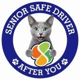 カーサイン 高齢者マーク SENIOR SAFE DRIVER ロシアンブルー ステッカー シール 直径13cm 肉球 日本製 車