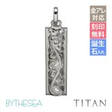金属アレルギー対応 ペンダントトップ ハワイアンジュエリー 純チタン ペンダントトップ 刻印無料 誕生石 ダブルプレート Lサイズ　チェーン別売りステンレスより軽く肌に優しい メンズ レディース プレゼント 【品番：TIP311】